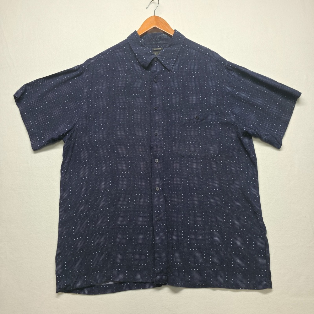 Marc‎ Edwards Men's Blue Rayon Short Sleeve Button Up Shirt Size XL